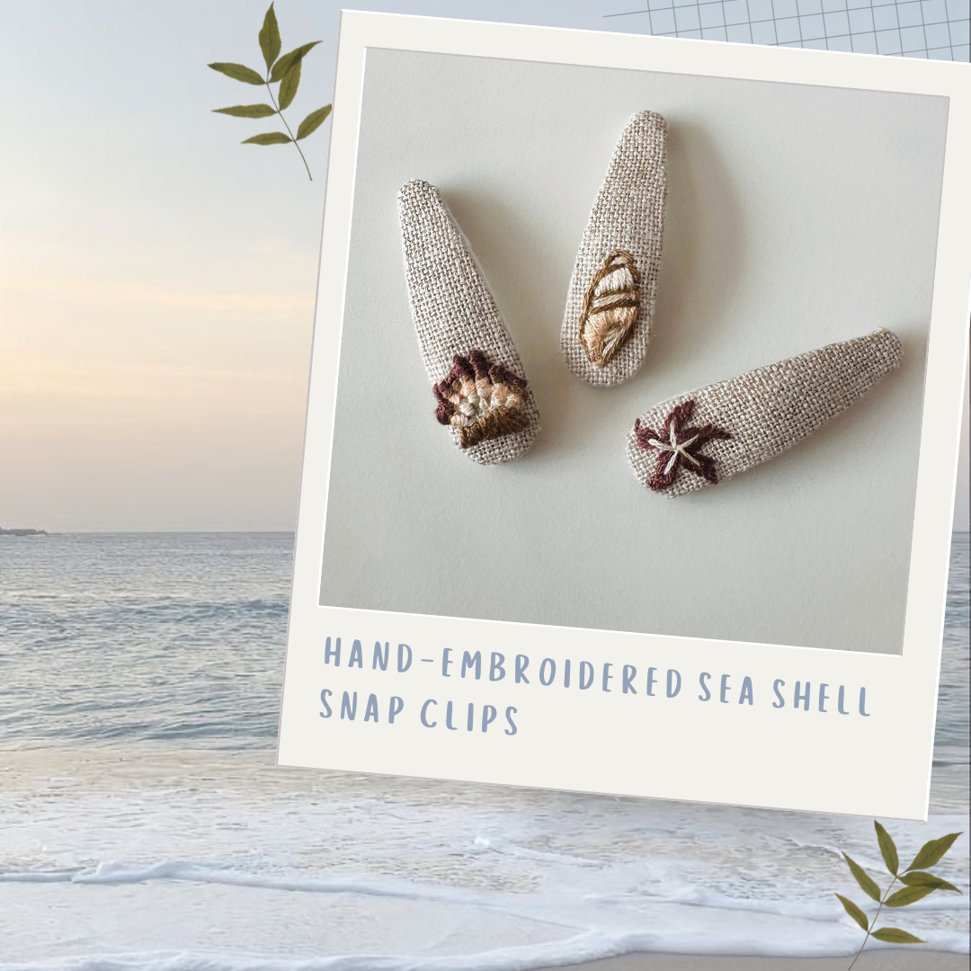 Linen sea shell clips (set of 3)