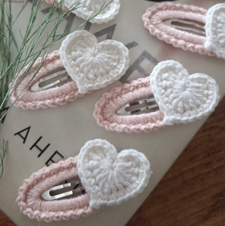 Crochet heart clips - 2 pack