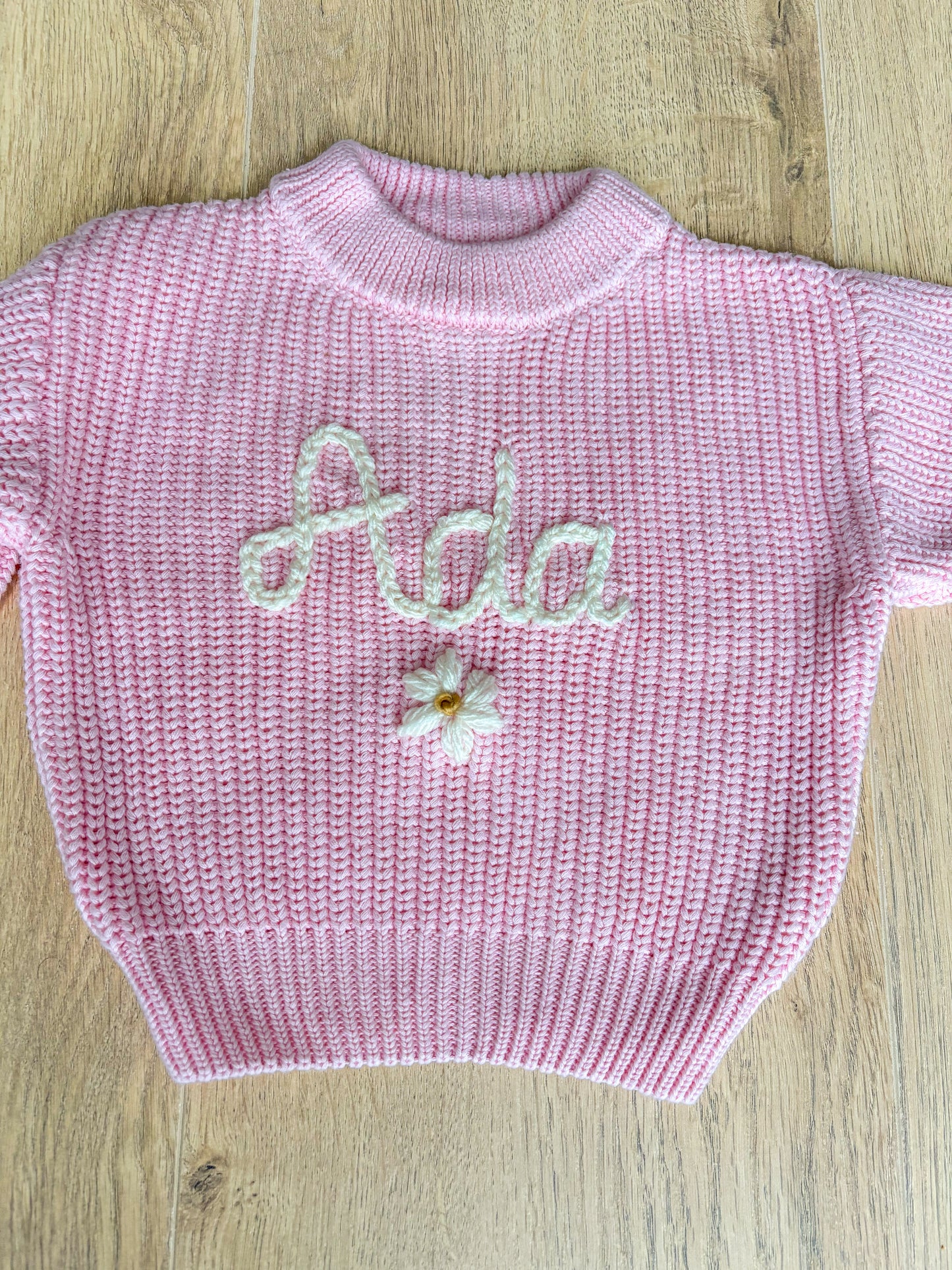 Pink daisy jumper(chunky knit)