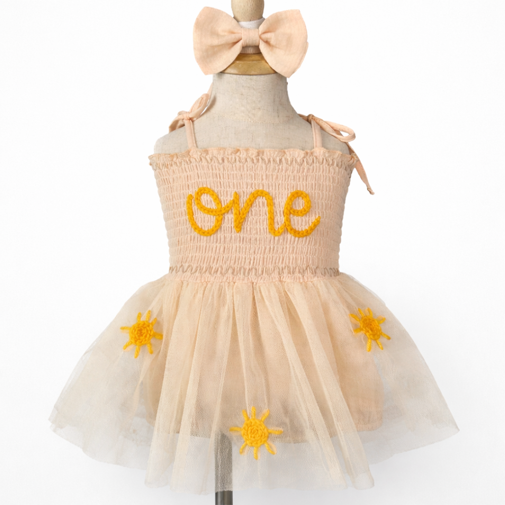 First Trip Around The Sun “One” Tutu romper dress with matching bow band