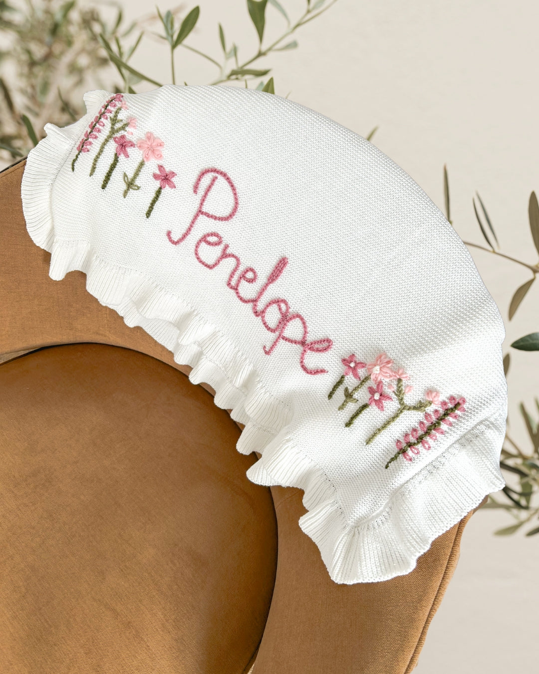 wildflowers ruffle knit blanket