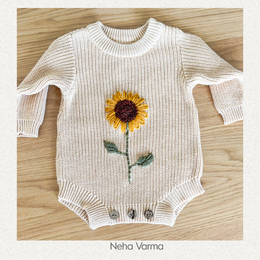 Sunflower knit Romper