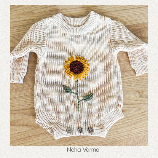 Sunflower knit Romper