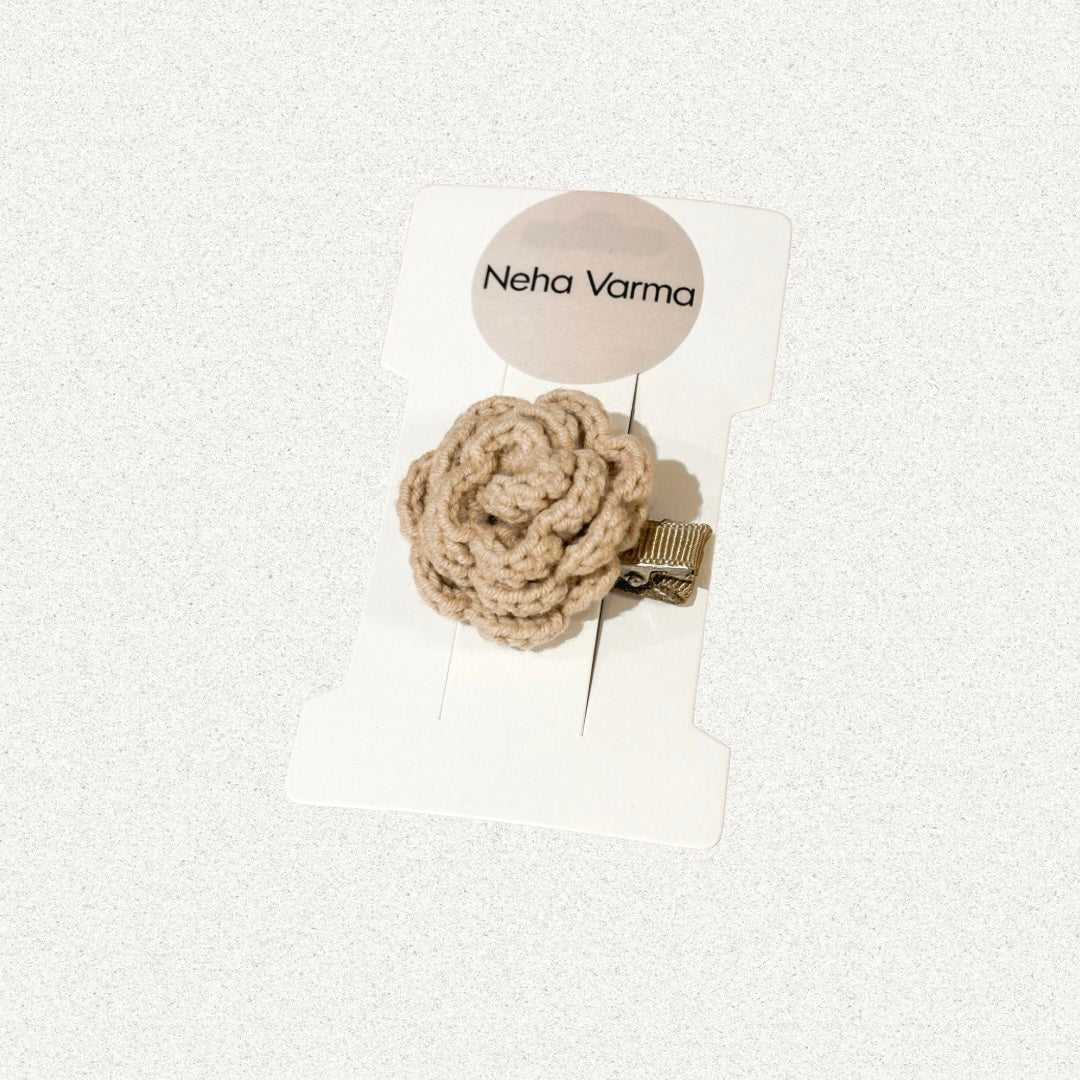 Sand Rose Crochet Hair Clip