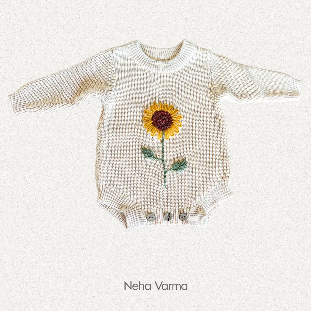 Sunflower knit Romper
