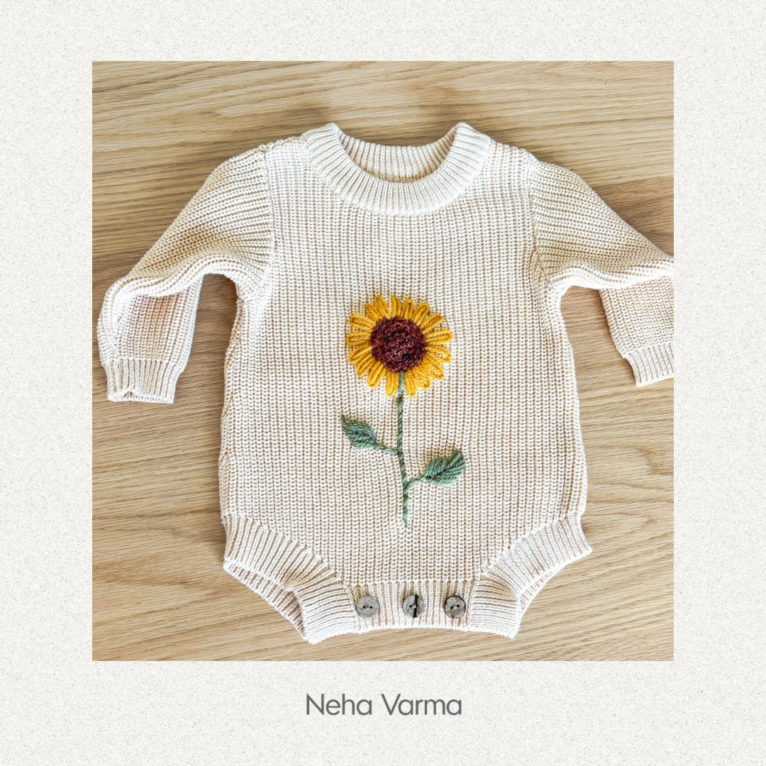 Sunflower knit Romper