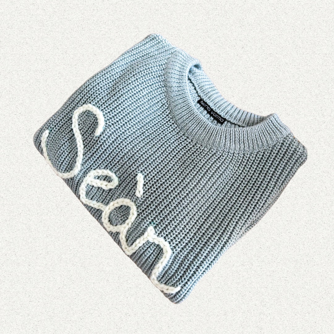 Slate blue personalised jumper