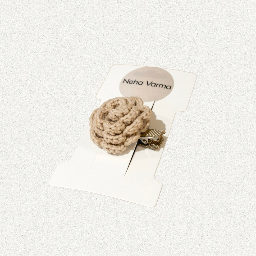 Sand Rose Crochet Hair Clip