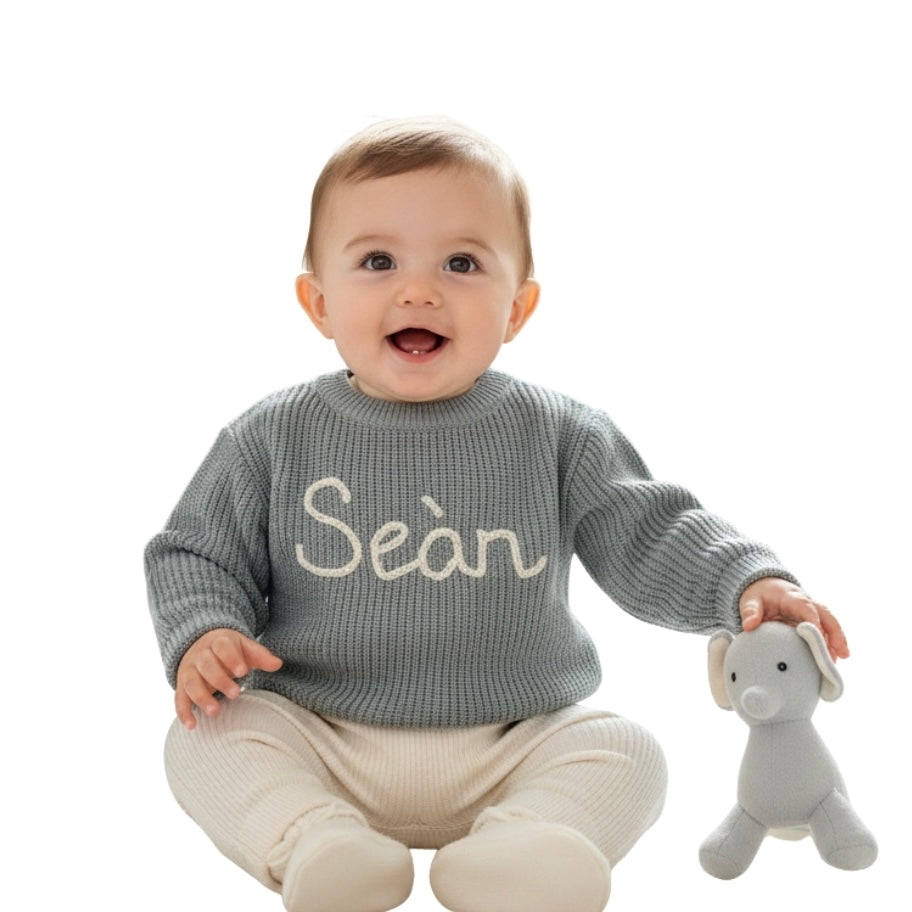 Slate blue personalised jumper