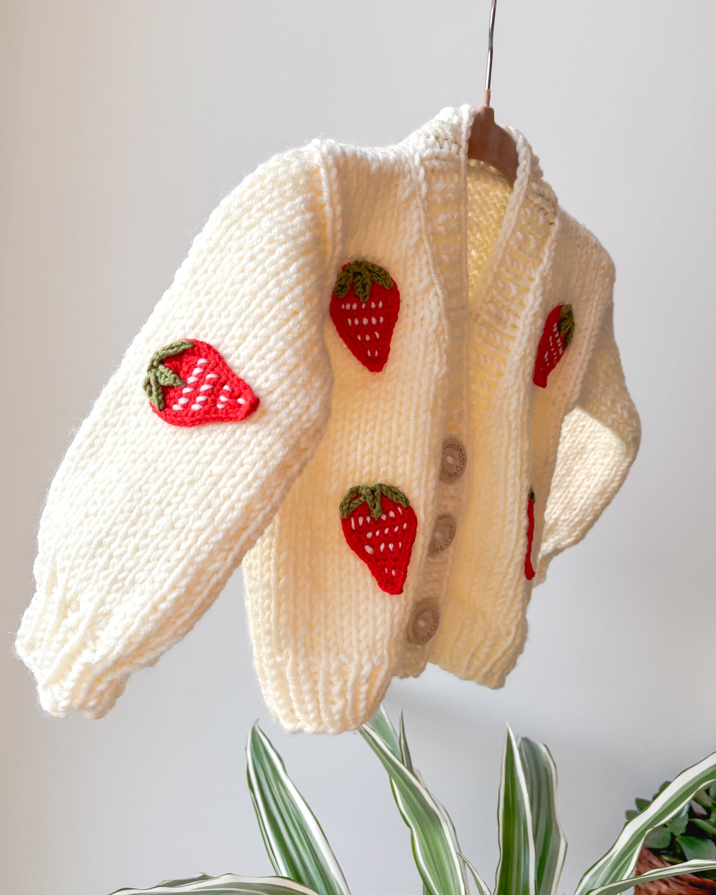 Chunky knit strawberry cardigan