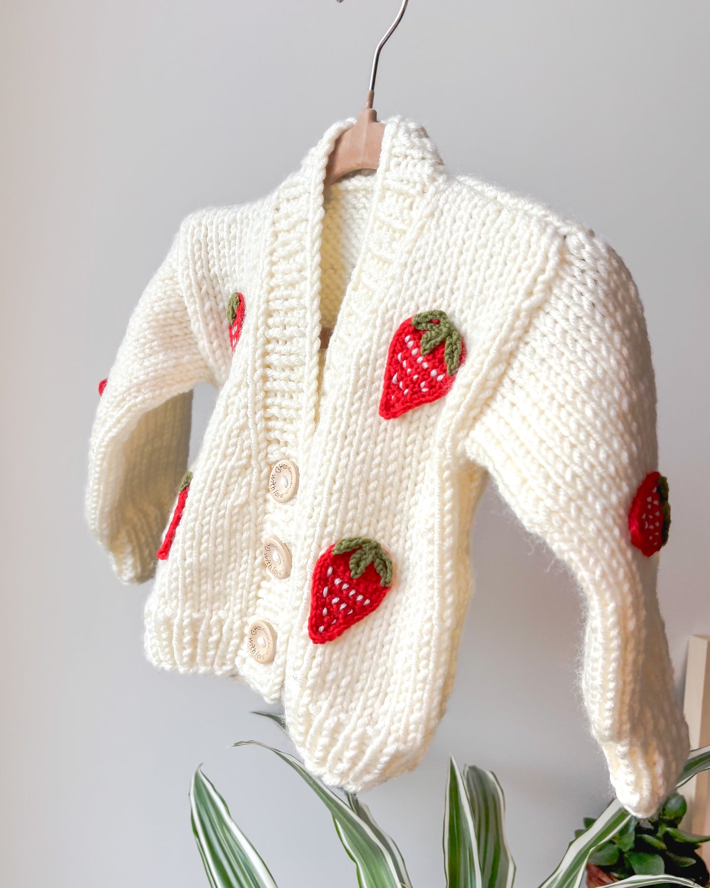 Chunky knit strawberry cardigan