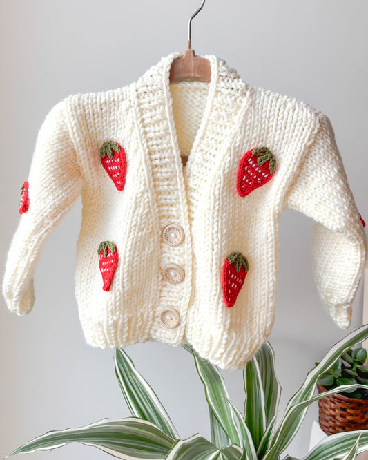 Chunky knit strawberry cardigan