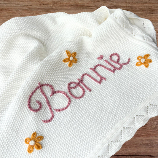 Cotton knit scallop edge blanket