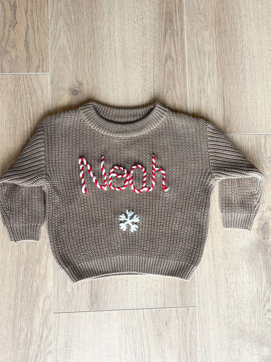 Personalised candy cane Snowflake Jumper