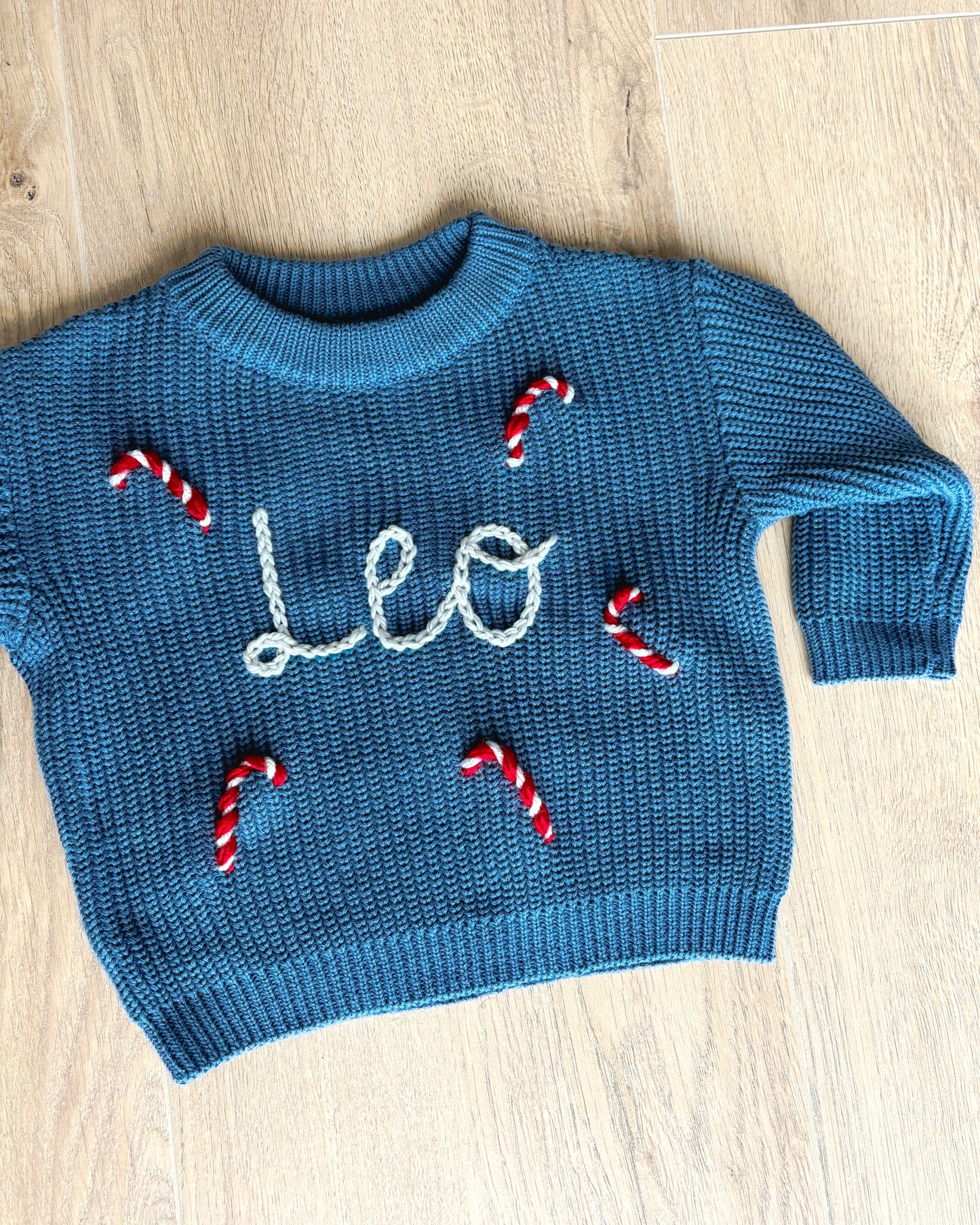 Blue candy cane jumper