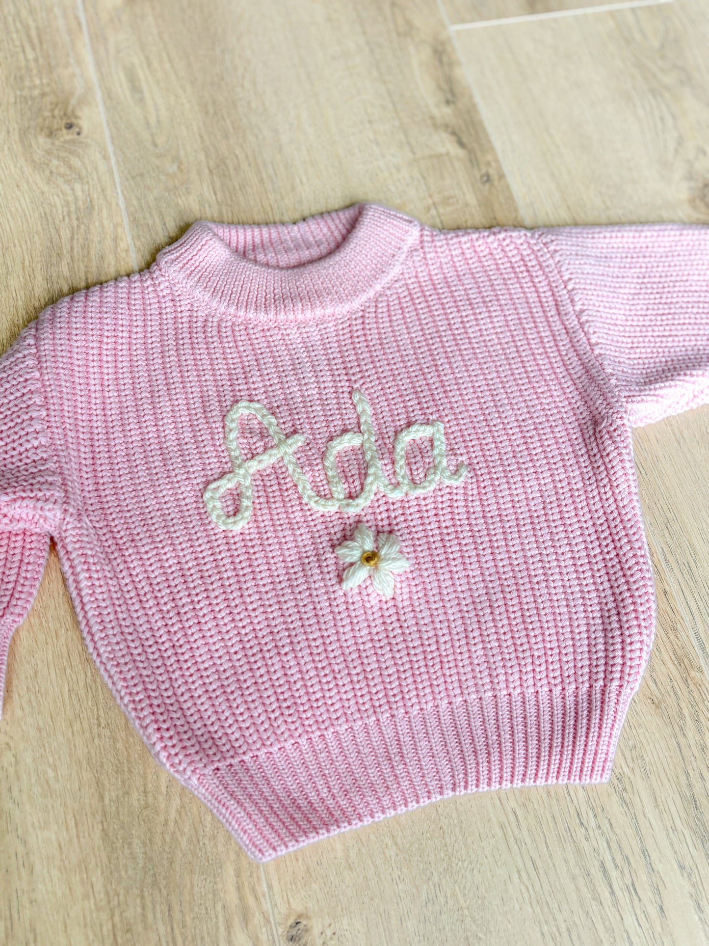 Pink daisy jumper(chunky knit)