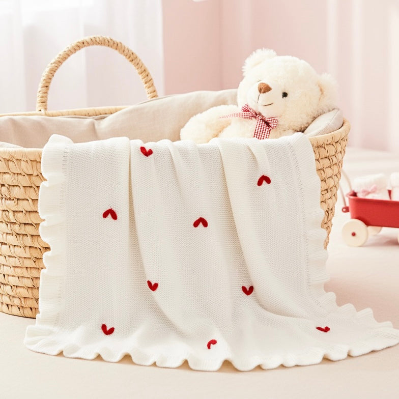 Hearts frill blanket