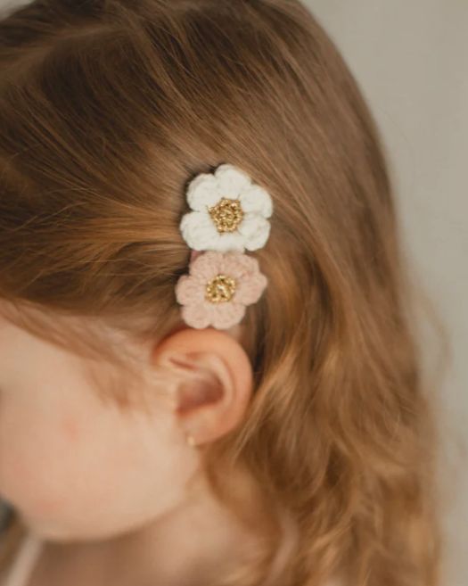Crochet double flower clip